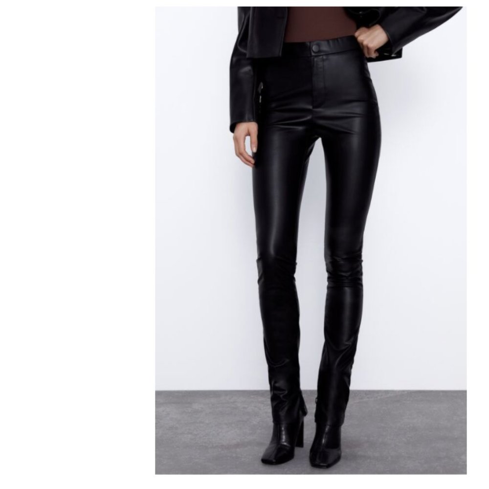 Zara Faux Leather Legging Pants Black
